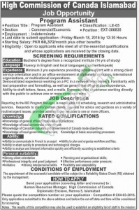 Canadian High Commission Islamabad Jobs