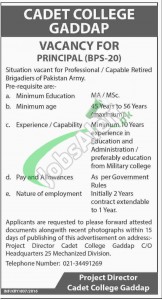 Cadet College Gadap Jobs