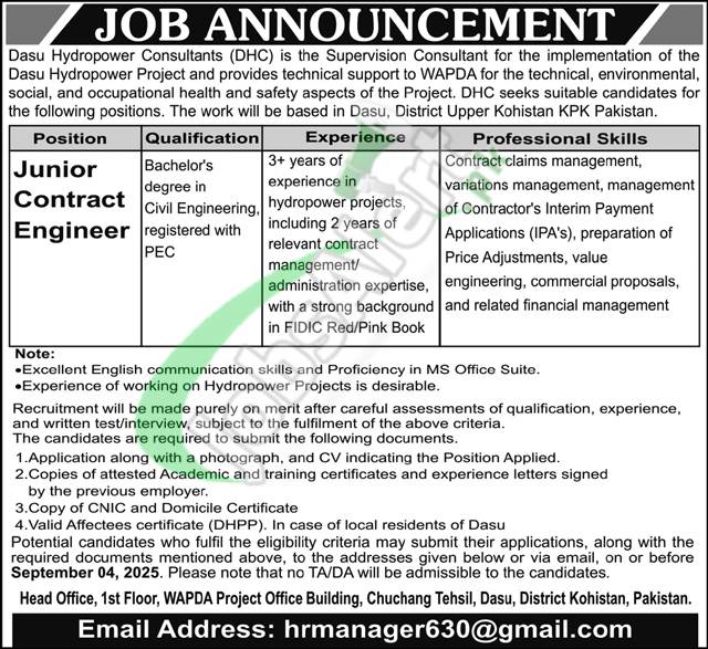 Dasu Hydropwer Project Jobs