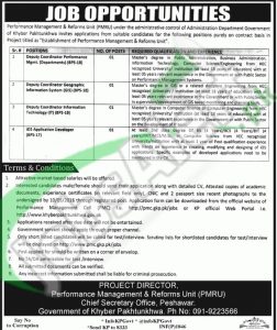 Perfomance Management & Reforms Unit Peshawar Jobs April 2016 Career Opportunities