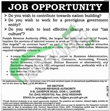 Punjab Revenue Authority Jobs