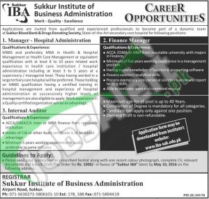 Institute of Business Administration Jobs April 2016 Latest Add