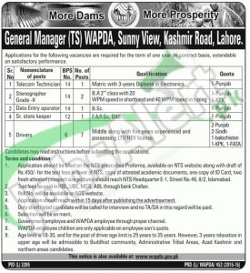 Jobs in WAPDA Lahore April 2016 NTS Application Form Latest