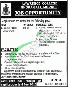 Lawrence College Murree Jobs