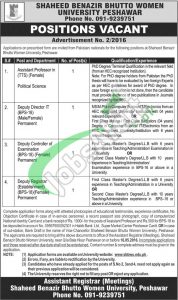 Shaheed Benazir Bhutto University Peshawar Jobs