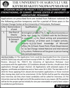 Agriculture University Peshawar Jobs