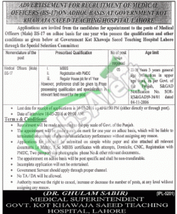 Kot Khawaja Saeed Hospital Lahore Jobs