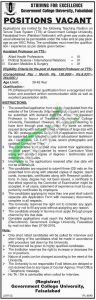 GC University Faisalabad Jobs Application Form