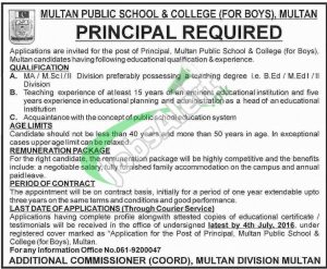 Multan Public School and College Multan Jobs