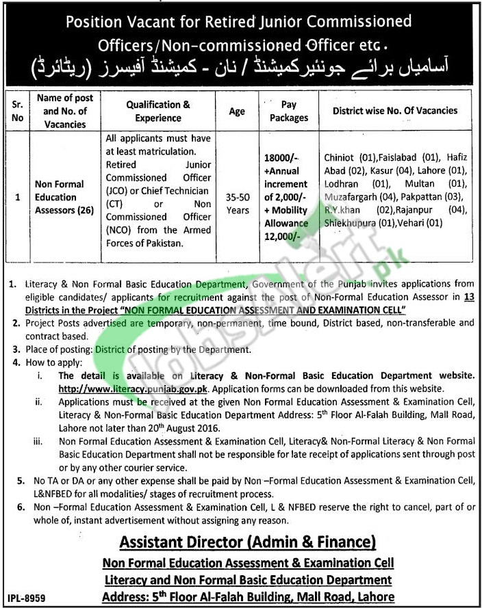 Literacy and Non Formal Basic Education Department Jobs