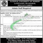 NUML Multan Jobs