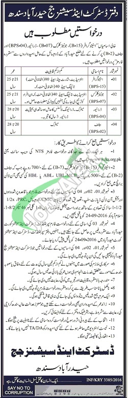 District and Session Court Hyderabad Jobs