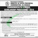 Commonwealth Scholarship Pakistan 2018