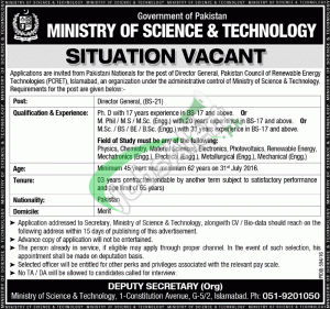 Ministry of Science and Technology Jobs