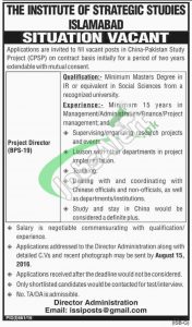 Institute of Strategic Studies Islamabad Jobs