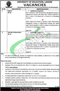 Education University Lahore Jobs