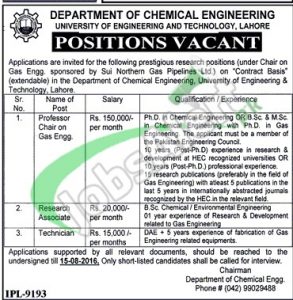 UET Lahore Jobs