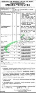 Fatima Jinnah College Chuna Mandi Lahore Jobs