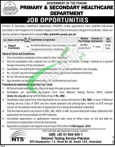 Primary and Secondary Healthcare Department Punjab Jobs