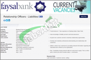 Faysal Bank Jobs