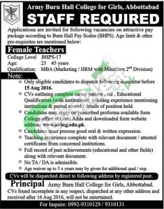 Army Burn Hall College Jobs