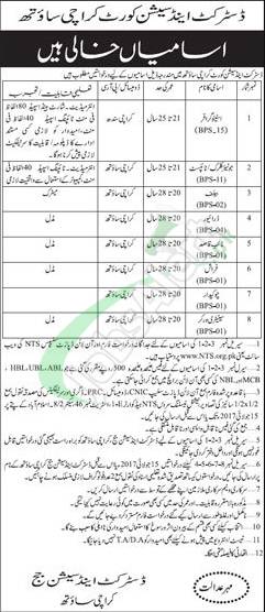 District and Session Court Karachi South Jobs