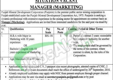 Jobs in Punjab Mineral Development Corporation Lahore