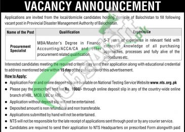 PDMA Balochistan Jobs