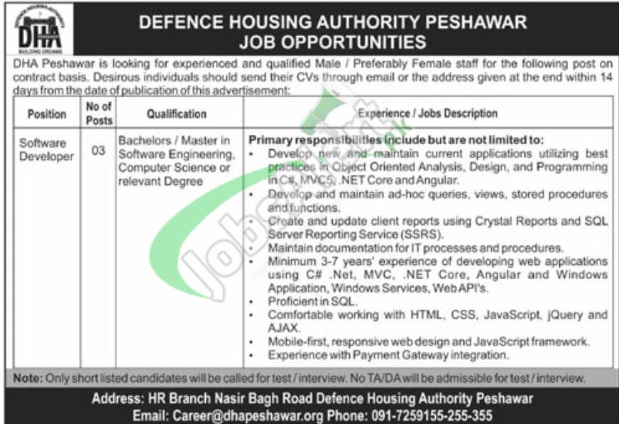 Defence Housing Authority Peshawar Jobs