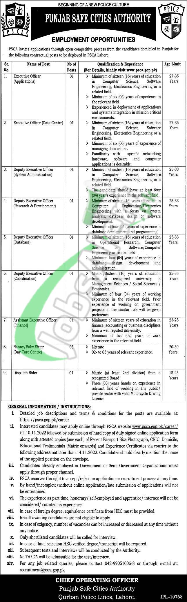 PSCA Jobs