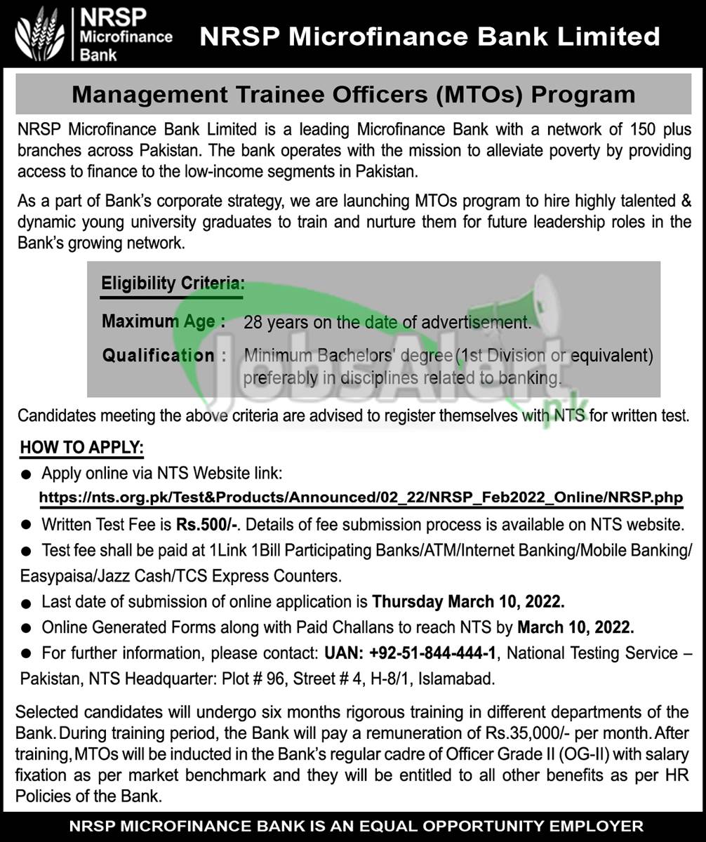 NRSP Bank Management Trainee Officer MTO