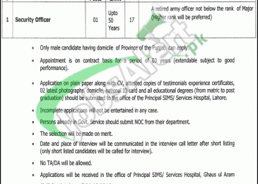 Services Hospital Lahore Jobs