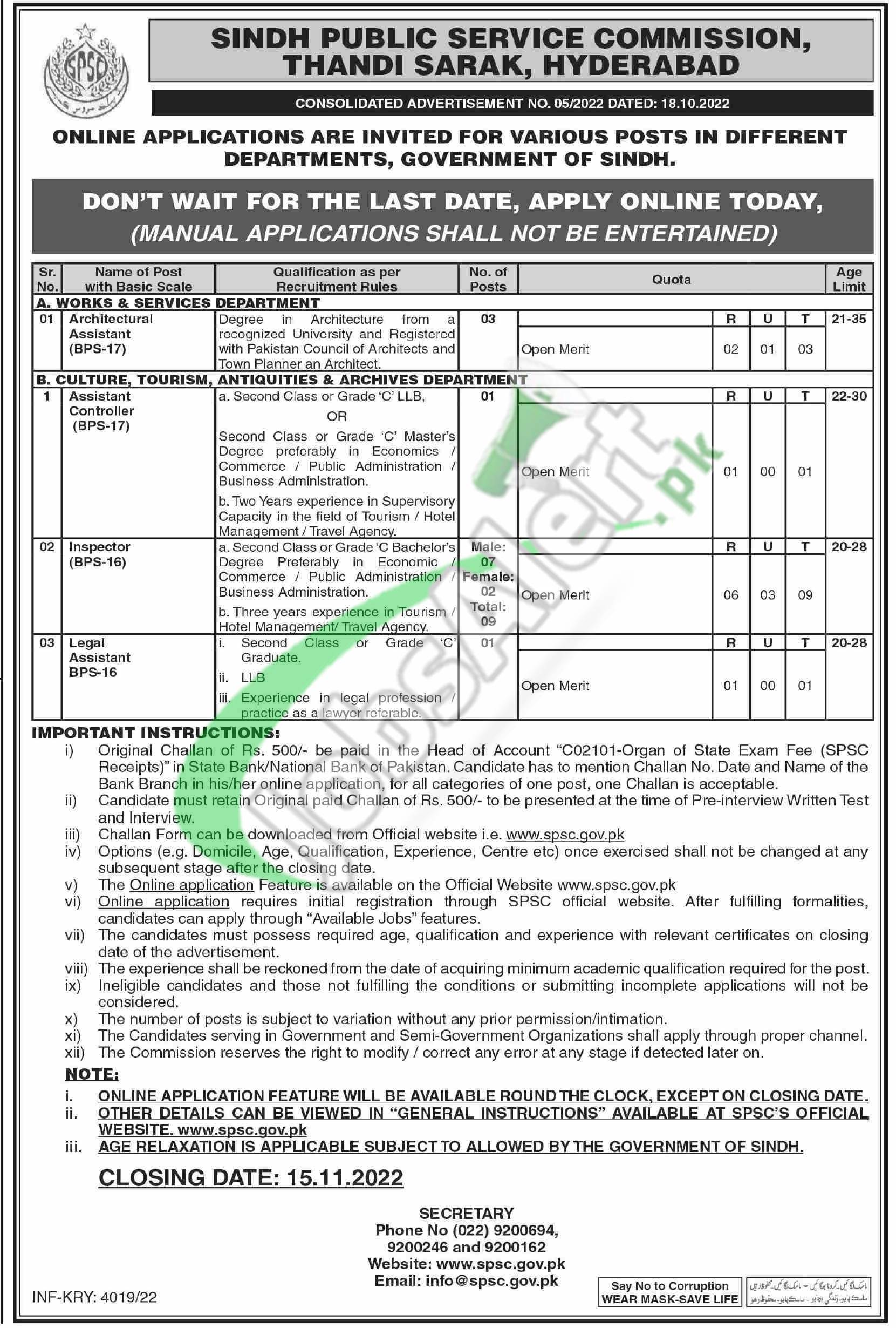 Sindh Public Service Commission Jobs 2022 Online Apply Spsc gov pk