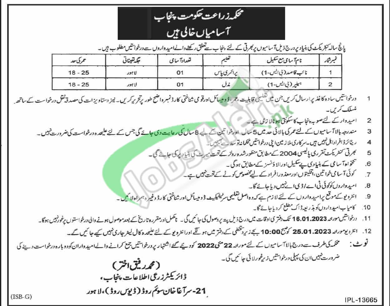 Agriculture Department Punjab Jobs