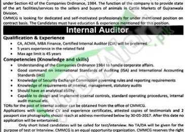 Cattle Market Management Company Gujranwala Jobs