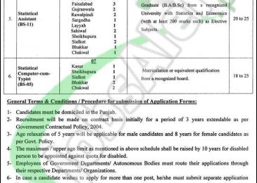 Punjab Bureau of Statistics Jobs