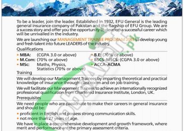 EFU Management Trainee Program 2019