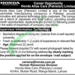 Honda Atlas Cars Pakistan Jobs 2018