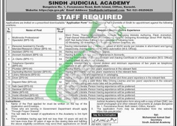 Sindh Judicial Academy Jobs 2019