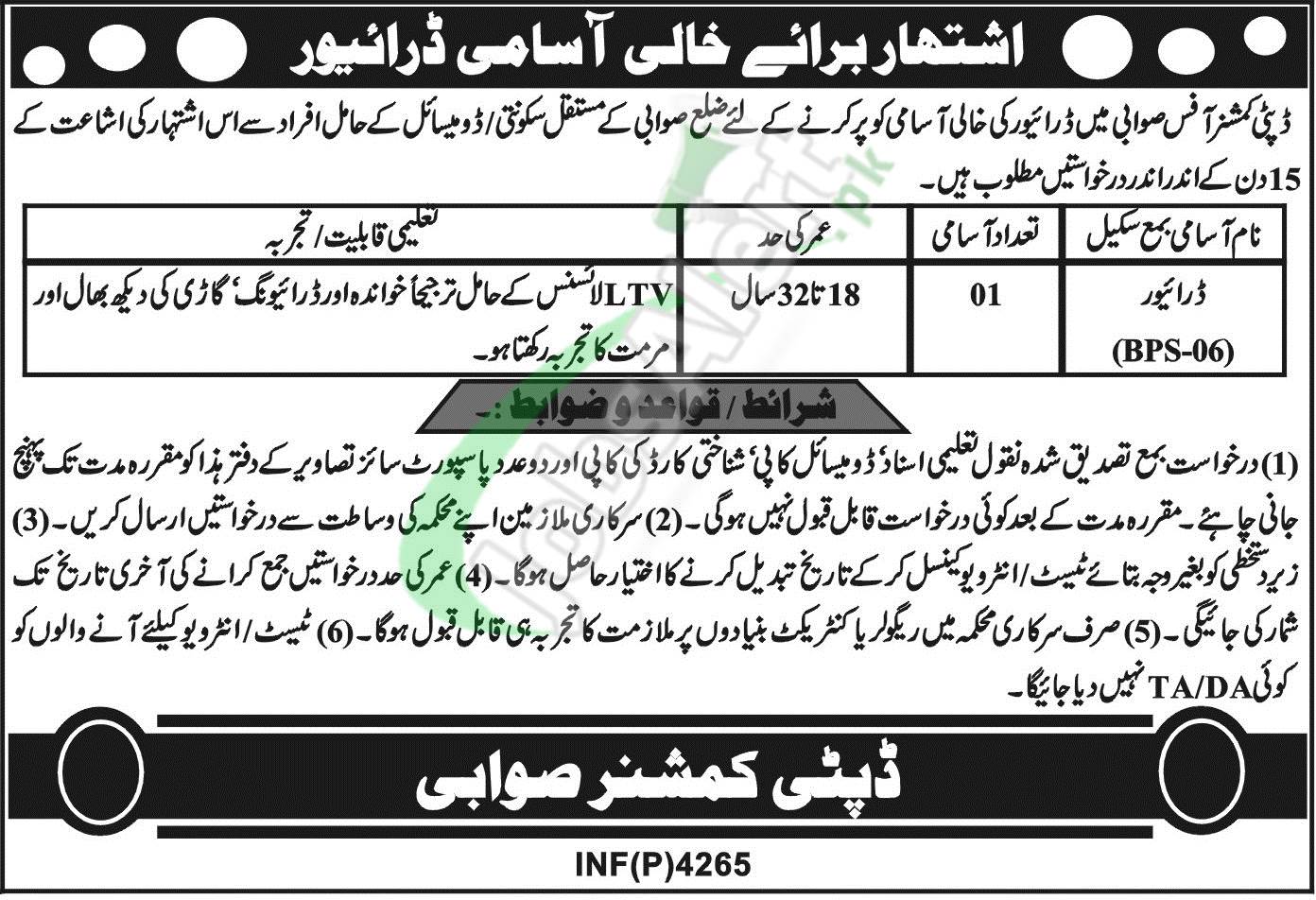 Jobs In Dco Office Faisalabad