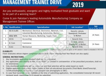 Pak Suzuki Motor Management Trainee Drive 2019