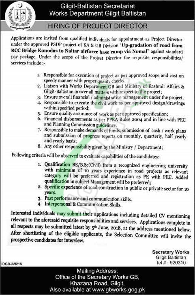 Public Works Department Gilgit Baltistan Jobs 2018