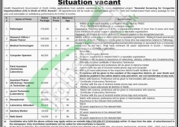 NICH Karachi Jobs 2019