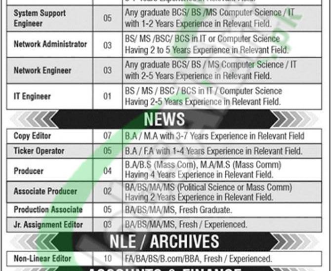 City 42 Jobs 2018 Apply Online City News Network Jobs in Pakistan