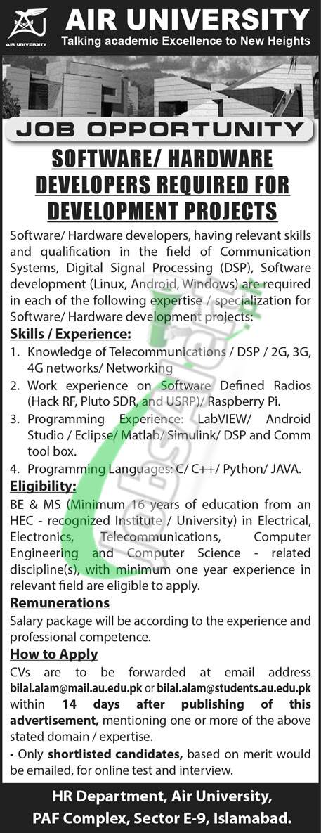 Air University Islamabad Jobs