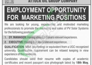 Attock Solar Pvt Limited Jobs