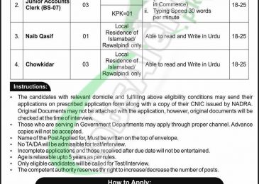Federal Treasury Office Islamabad Jobs