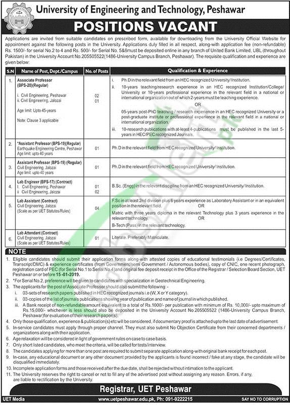 UET Peshawar Jobs