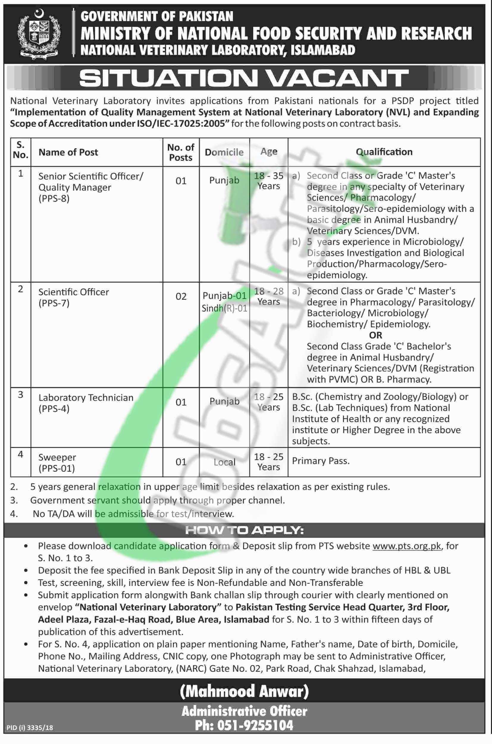 Ministry of National Food Security and Research Jobs 2019