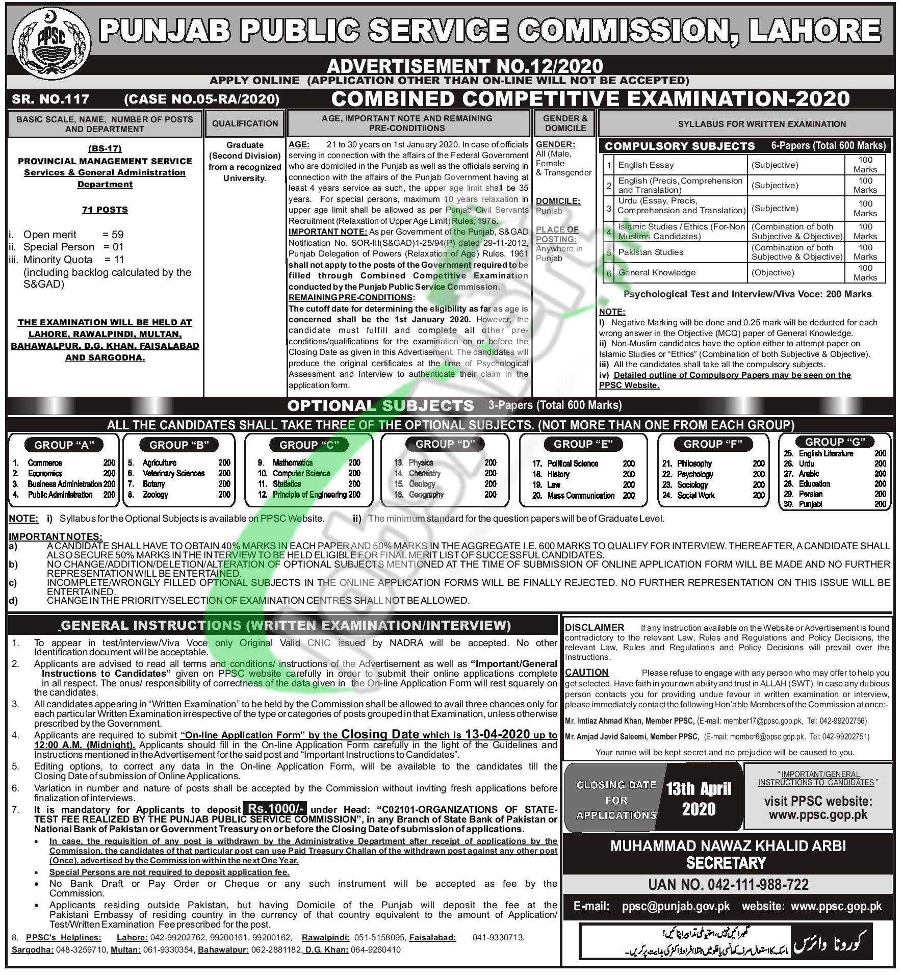 PMS PPSC Advertisement